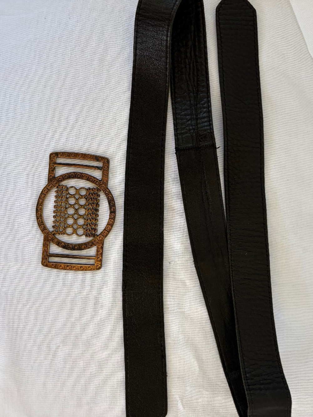 Pentti Sarpaneva Finland Brass Geometric Belt Vintage Modernist D‑Ring Closure - Picture 7 of 7